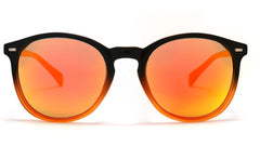 Polarized Round Verona Horn Rimmed Sunglasses - Black Orange-Samba Shades