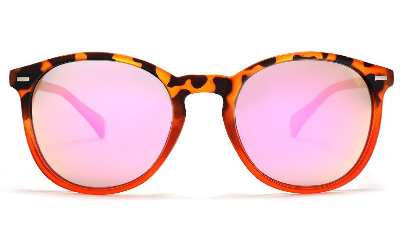 Polarized Round Verona Horn Rimmed Sunglasses - Tortoise Gold Pink-Samba Shades