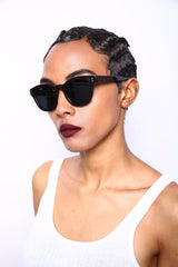 Polarized Vista Horn Rimmed Vintage Sunglasses Black Brown-Samba Shades