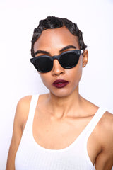 Polarized Vista Horn Rimmed Vintage Sunglasses Matte Black-Samba Shades