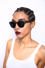 Polarized Vista Horn Rimmed Vintage Sunglasses Matte Black-Samba Shades