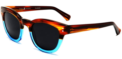 Polarized Vista Horn Rimmed Vintage Sunglasses Orange Blue-Samba Shades
