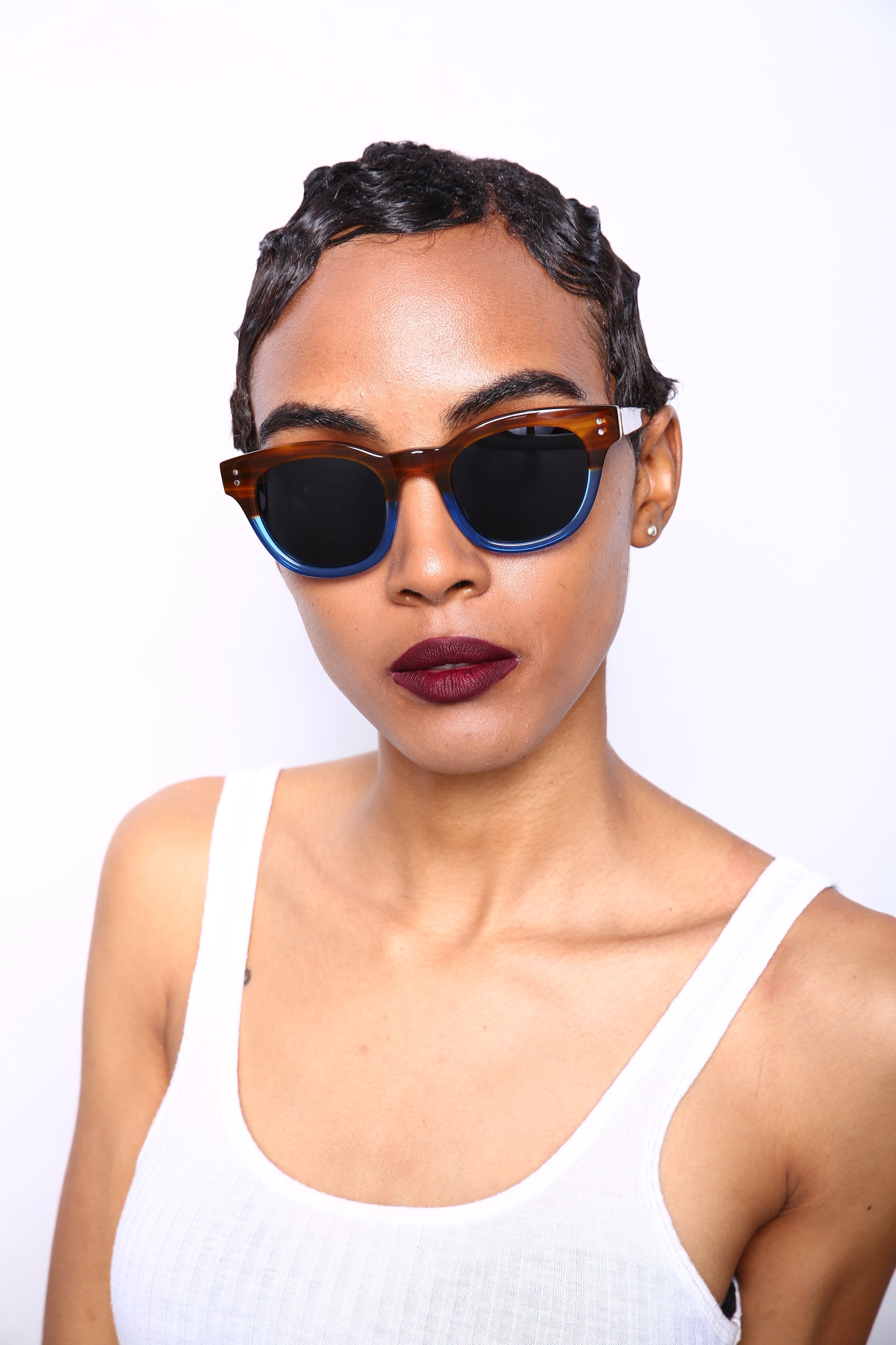 Polarized Vista Horn Rimmed Vintage Sunglasses Orange Blue-Samba Shades