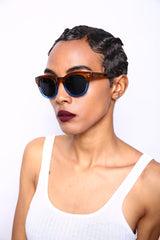 Polarized Vista Horn Rimmed Vintage Sunglasses Orange Blue-Samba Shades
