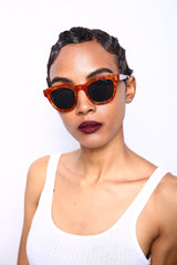 Polarized Vista Horn Rimmed Vintage Sunglasses Orange Red-Samba Shades