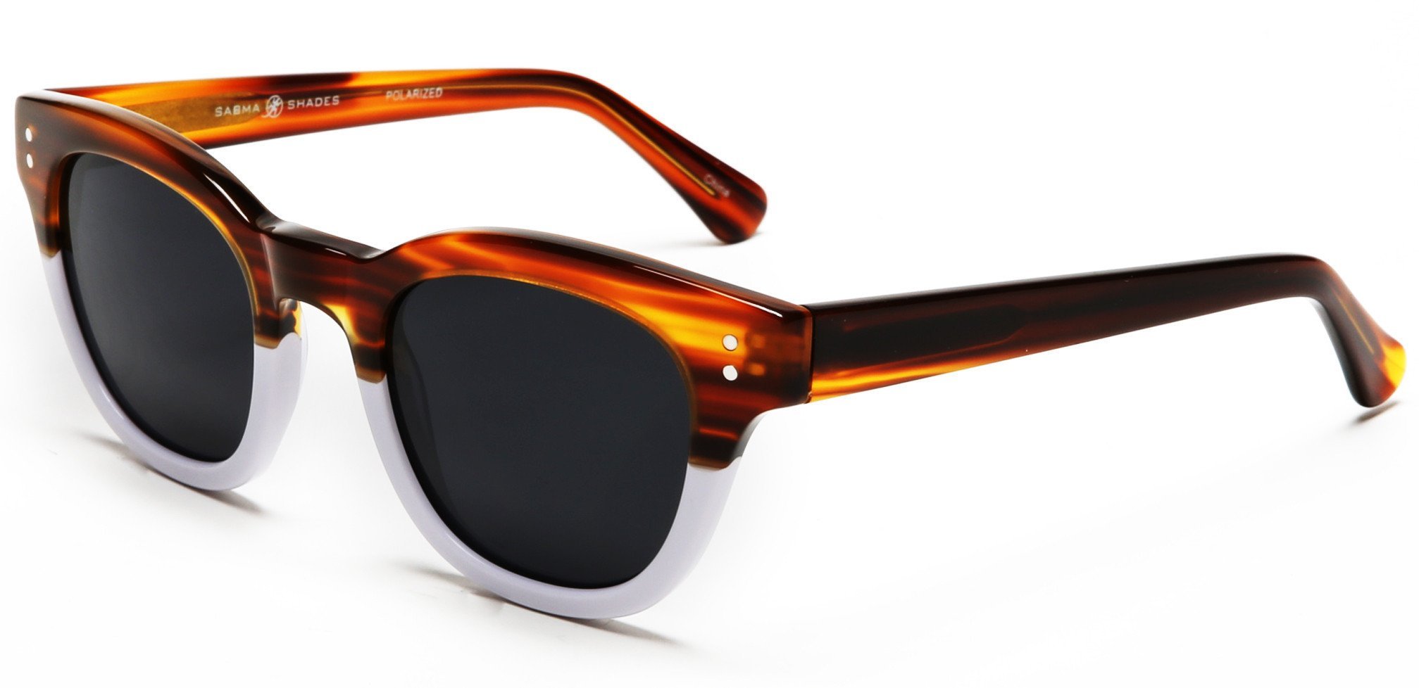 Polarized Vista Horn Rimmed Vintage Sunglasses Orange White-Samba Shades