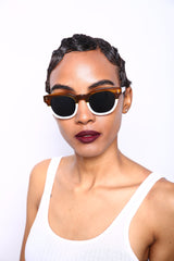 Polarized Vista Horn Rimmed Vintage Sunglasses Orange White-Samba Shades