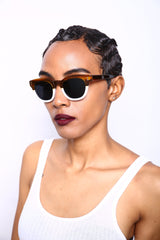 Polarized Vista Horn Rimmed Vintage Sunglasses Orange White-Samba Shades