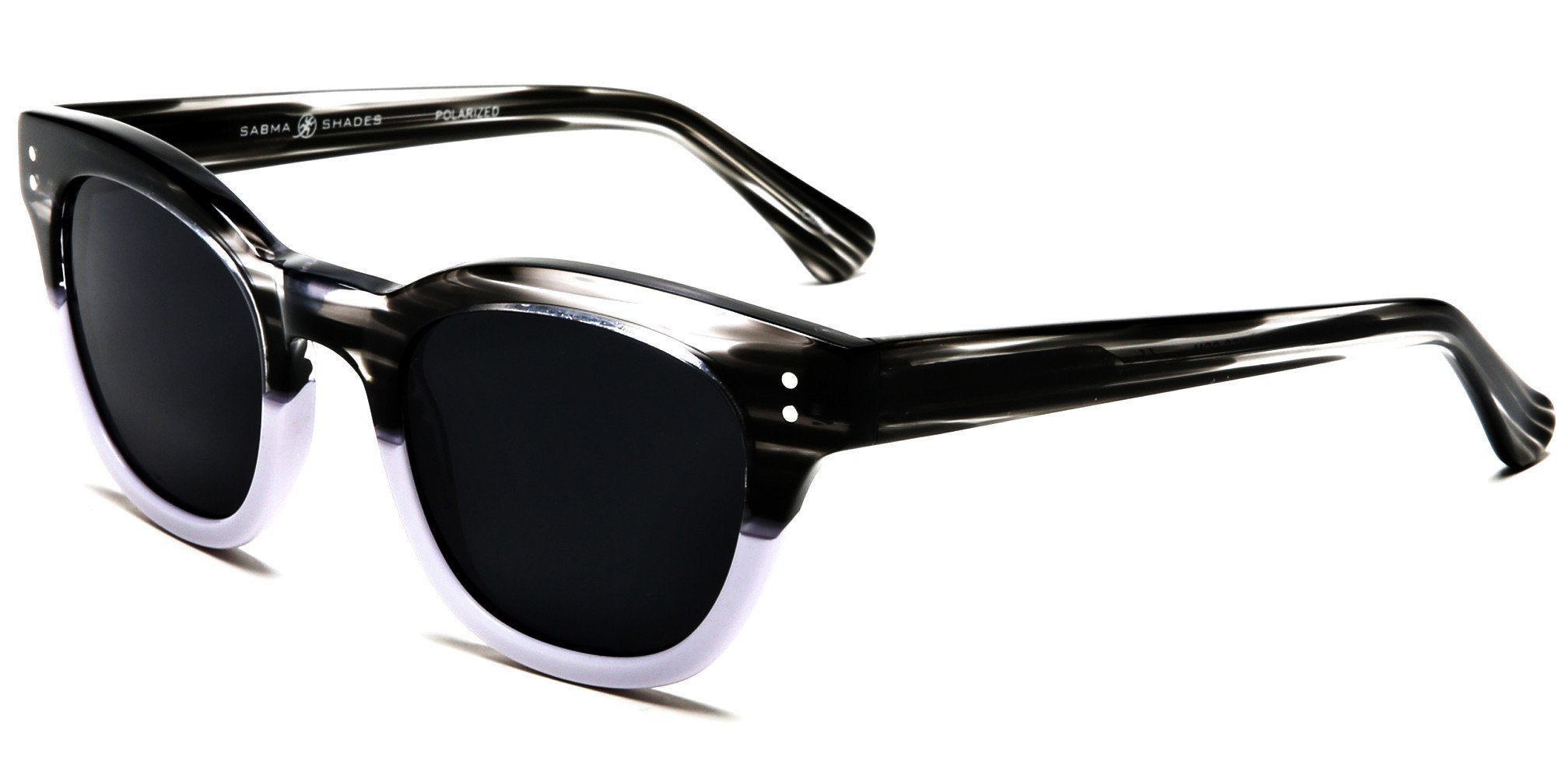 Polarized Vista Horn Rimmed Vintage Sunglasses White Black-Samba Shades