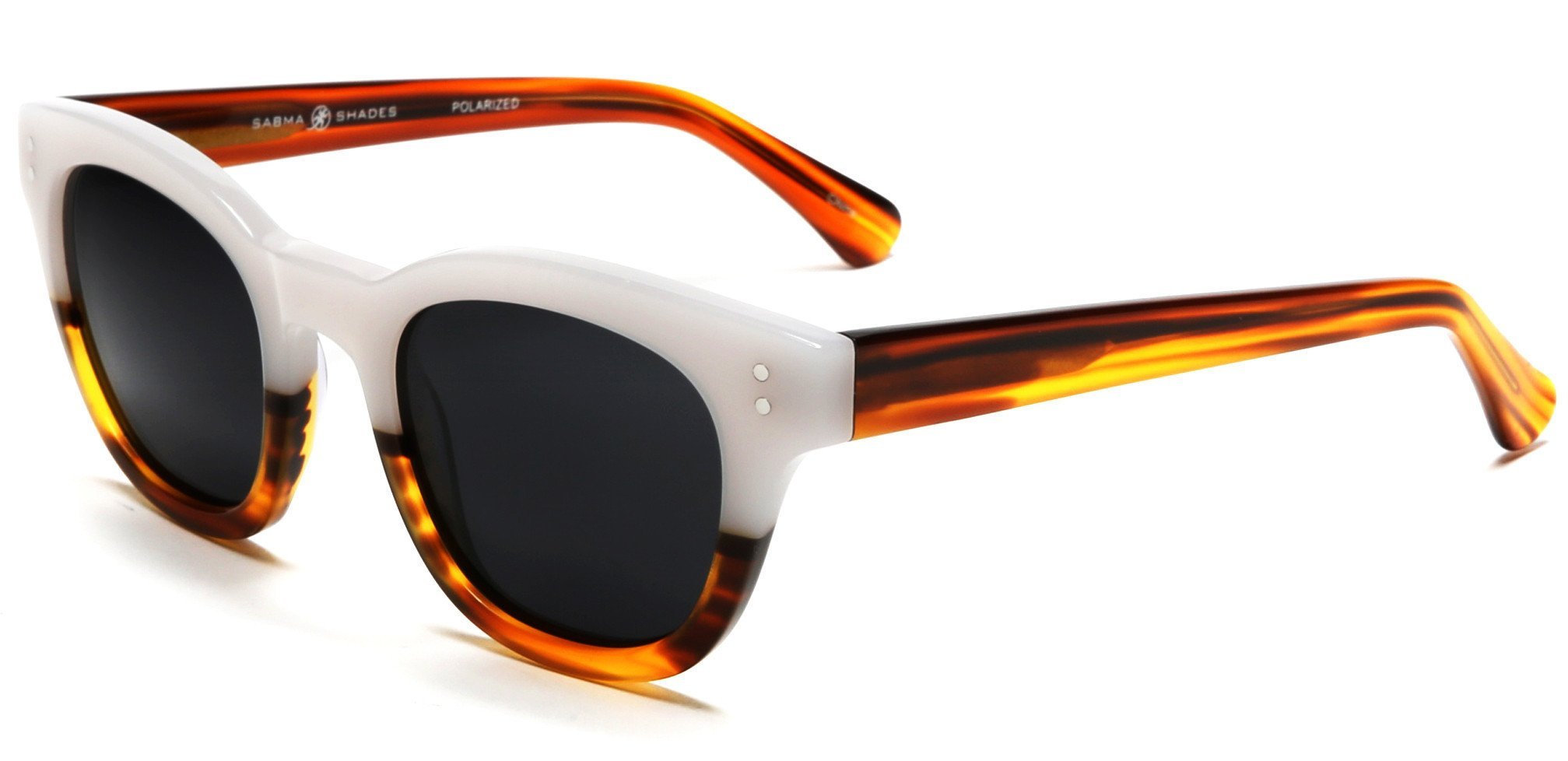 Polarized Vista Horn Rimmed Vintage Sunglasses White Orange-Samba Shades