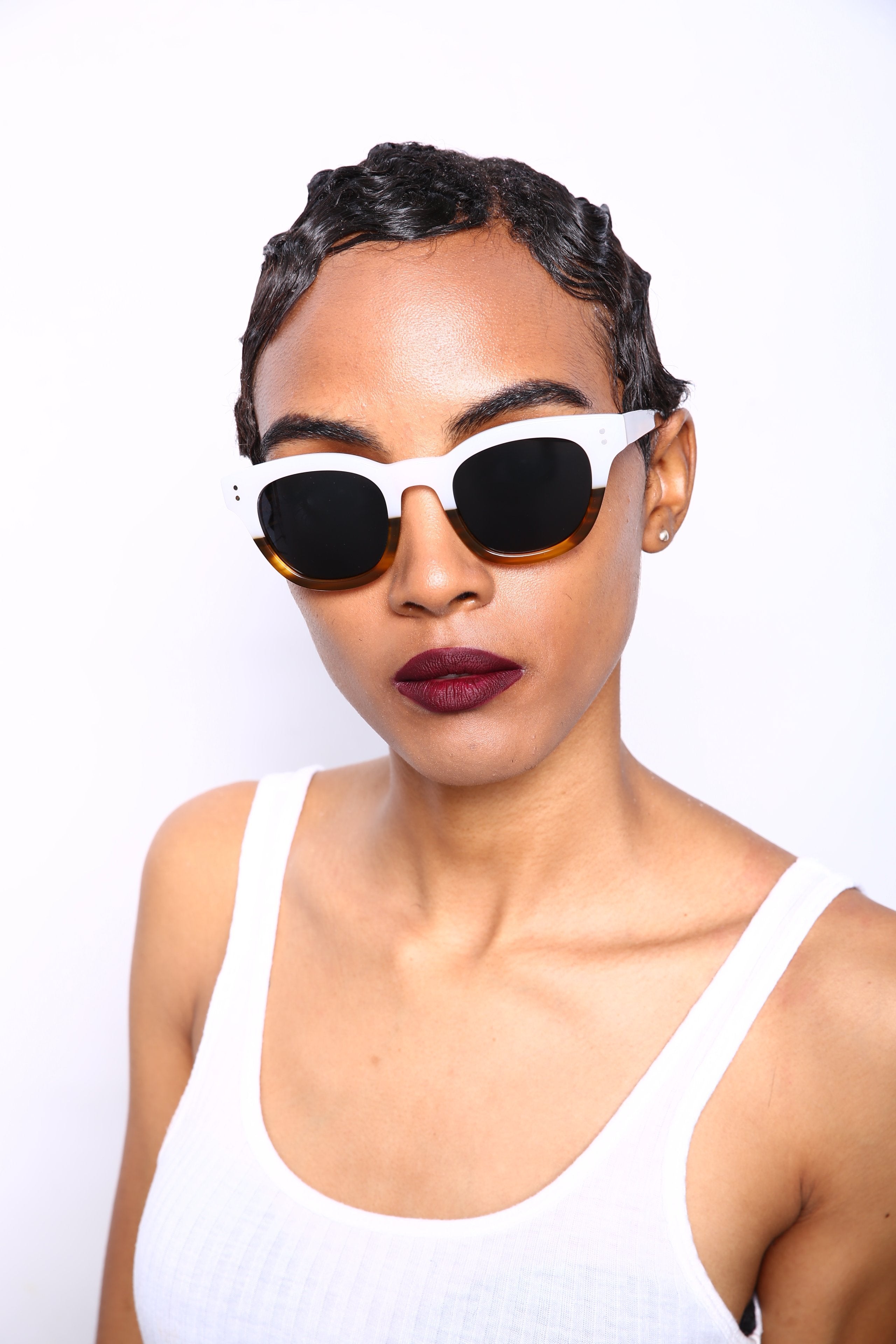 Polarized Vista Horn Rimmed Vintage Sunglasses White Orange-Samba Shades