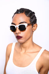 Polarized Vista Horn Rimmed Vintage Sunglasses White Orange-Samba Shades