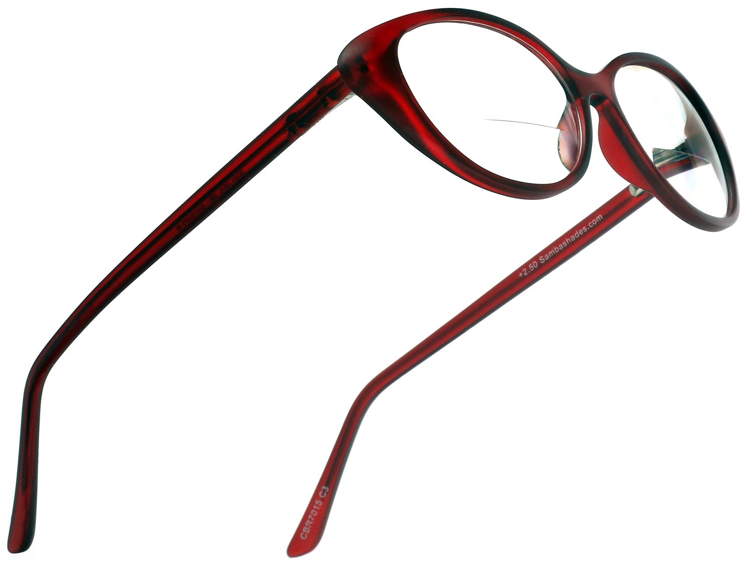 Red Velvet Samba Shades Bi-Focal Burgundy Cat Eye Readers Magnification Glasses