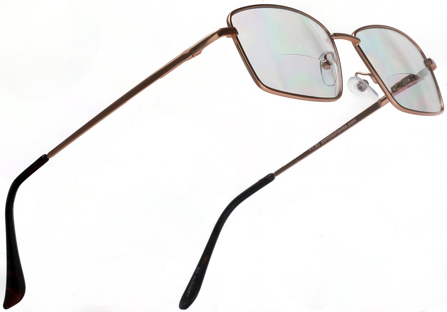 Rose Solitude Samba Shades Bi-Focal Pink Metal Rectangle Readers Magnification Rx Glasses Rectangle