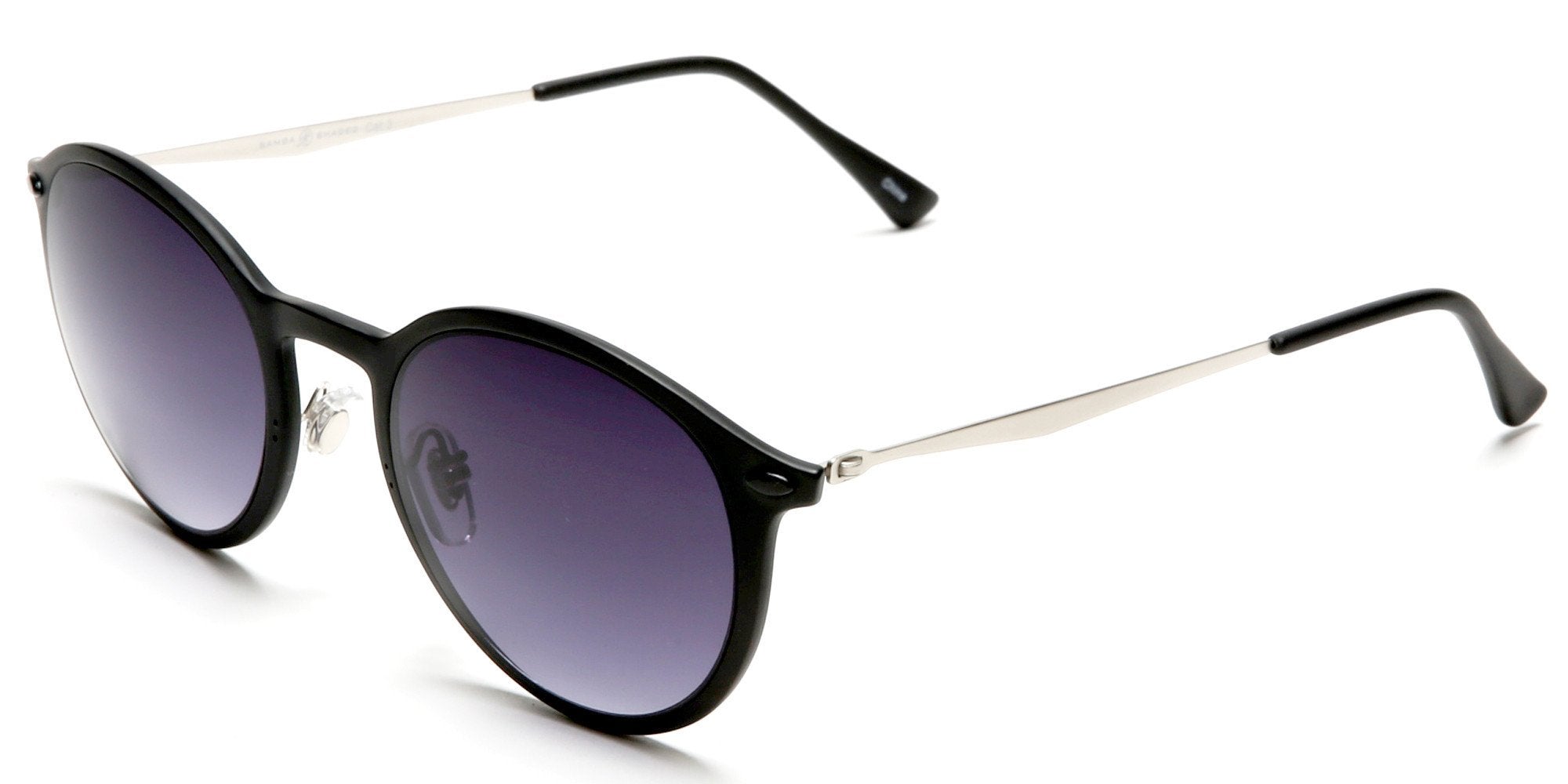 Round Liz-LA Designer Fashion Sunglasses TR90 Frame Black-Samba Shades