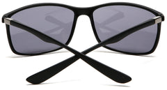 Square Sport Military Pilot Sunglasses With Flex Black Rubber Frame Black-Samba Shades