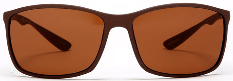 Square Sport Military Pilot Sunglasses With Flex Brown Rubber Frame-Samba Shades