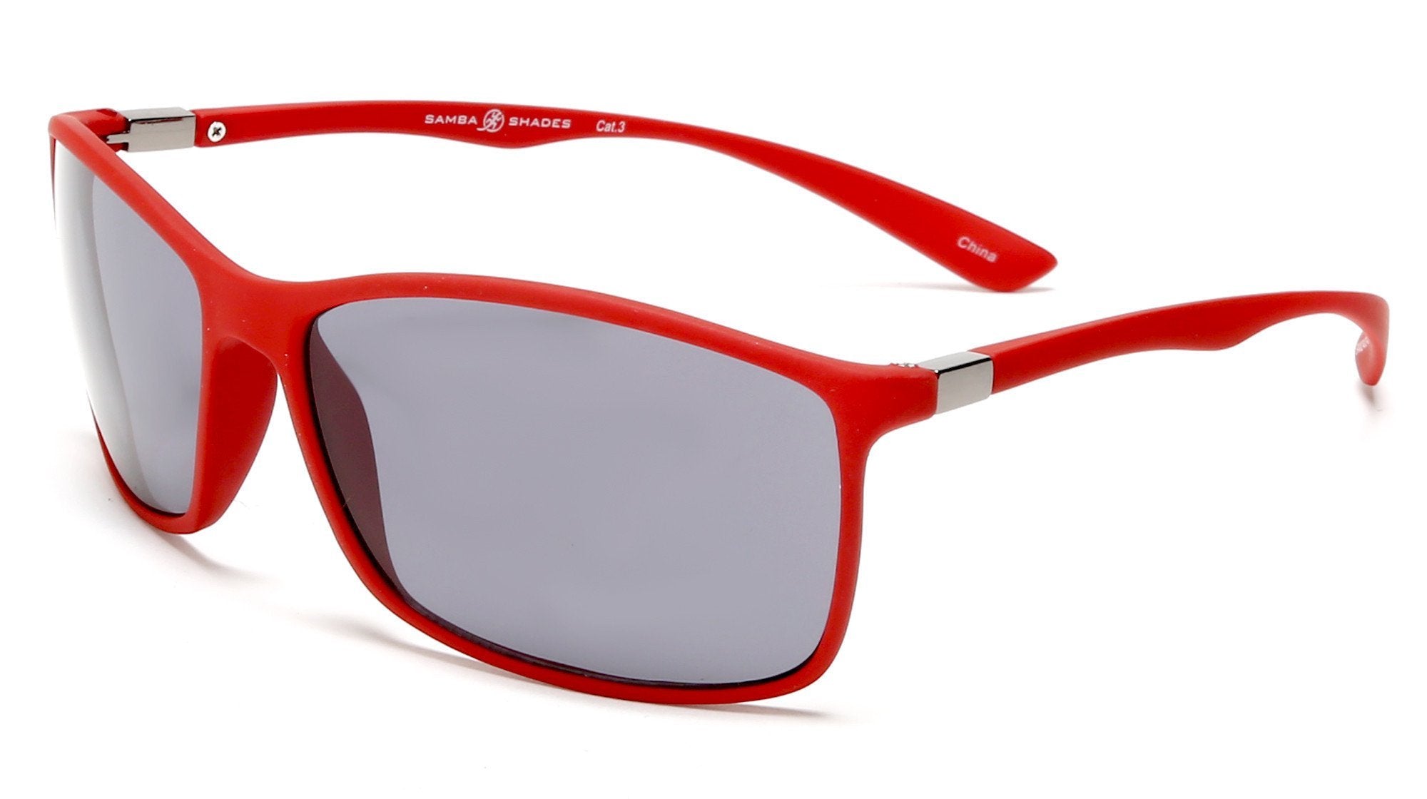Square Sport Military Pilot Sunglasses With Flex Red Rubber Frame-Samba Shades