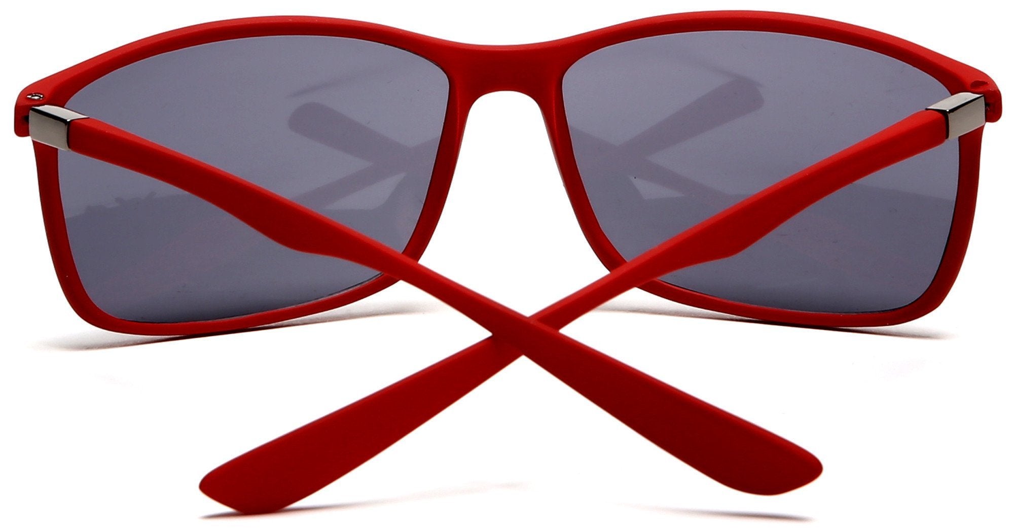 Square Sport Military Pilot Sunglasses With Flex Red Rubber Frame-Samba Shades