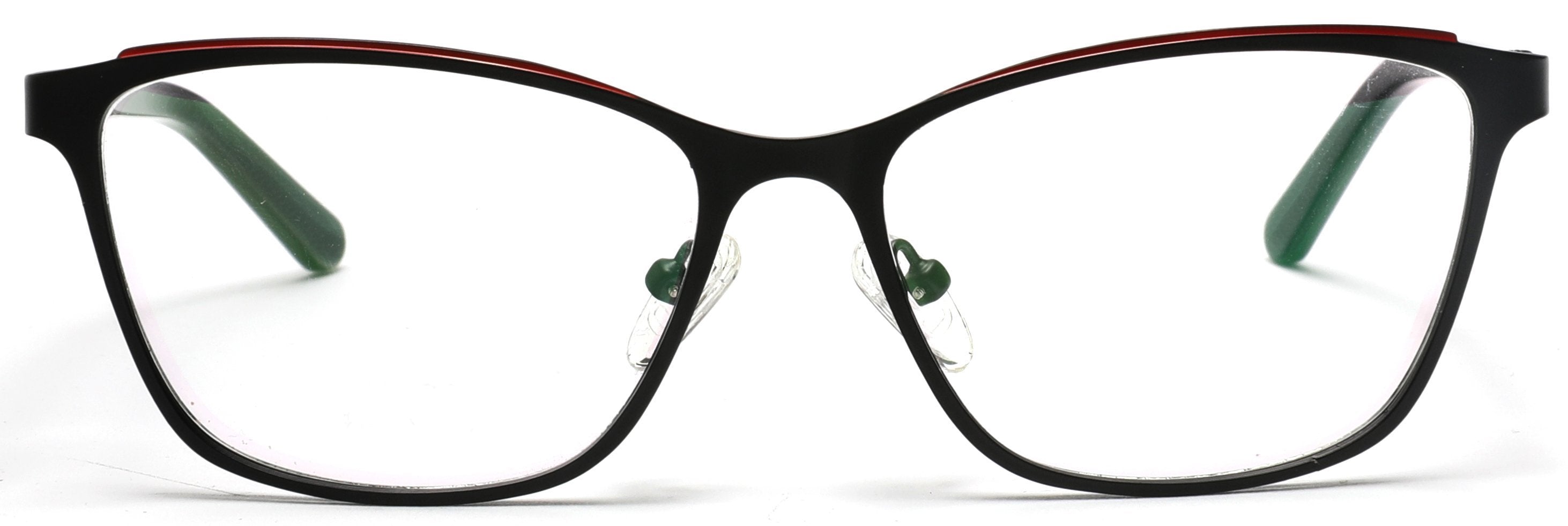Tango Optics Browline Metal Eyeglasses Frame Luxe RX Stainless Steel Catherine Johnson Black For Prescription Lens-Samba Shades