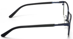 Tango Optics Browline Metal Eyeglasses Frame Luxe RX Stainless Steel Catherine Johnson Blue For Prescription Lens-Samba Shades