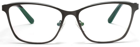 Tango Optics Browline Metal Eyeglasses Frame Luxe RX Stainless Steel Catherine Johnson Grey For Prescription Lens-Samba Shades