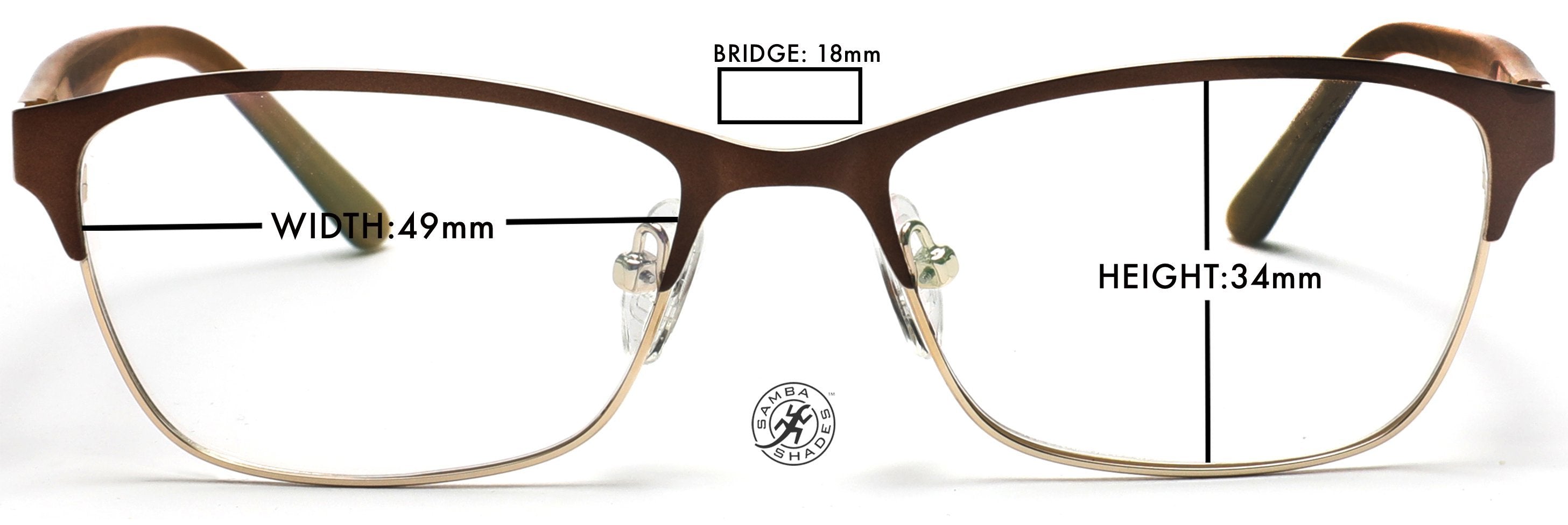 Tango Optics Browline Metal Eyeglasses Frame Luxe RX Stainless Steel Malcolm X Brown Gold For Prescription Lens-Samba Shades