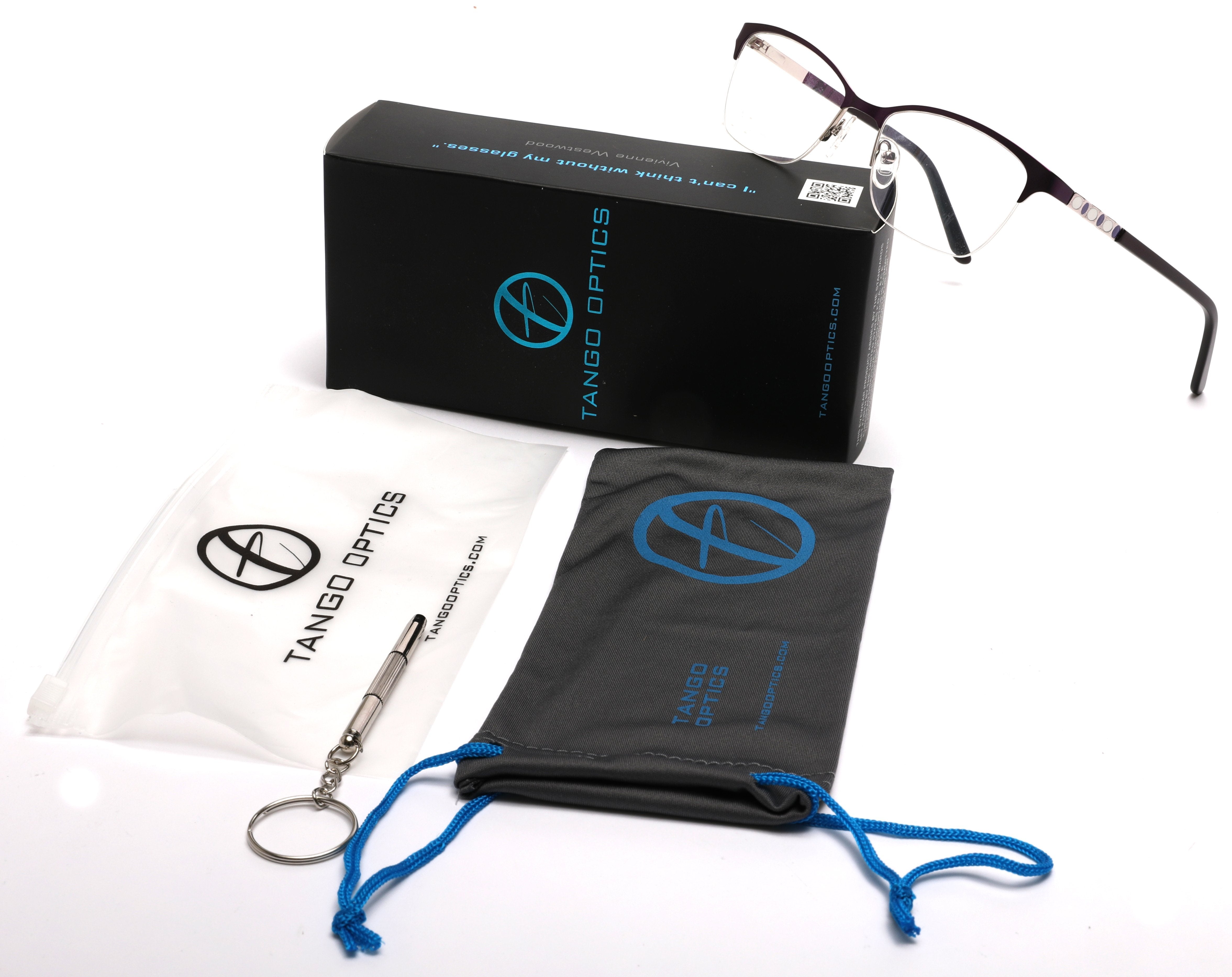 Tango Optics Cateye Metal Eyeglasses Frame Luxe RX Stainless Helen Brooke Taussig Purple For Prescription Lens-Samba Shades