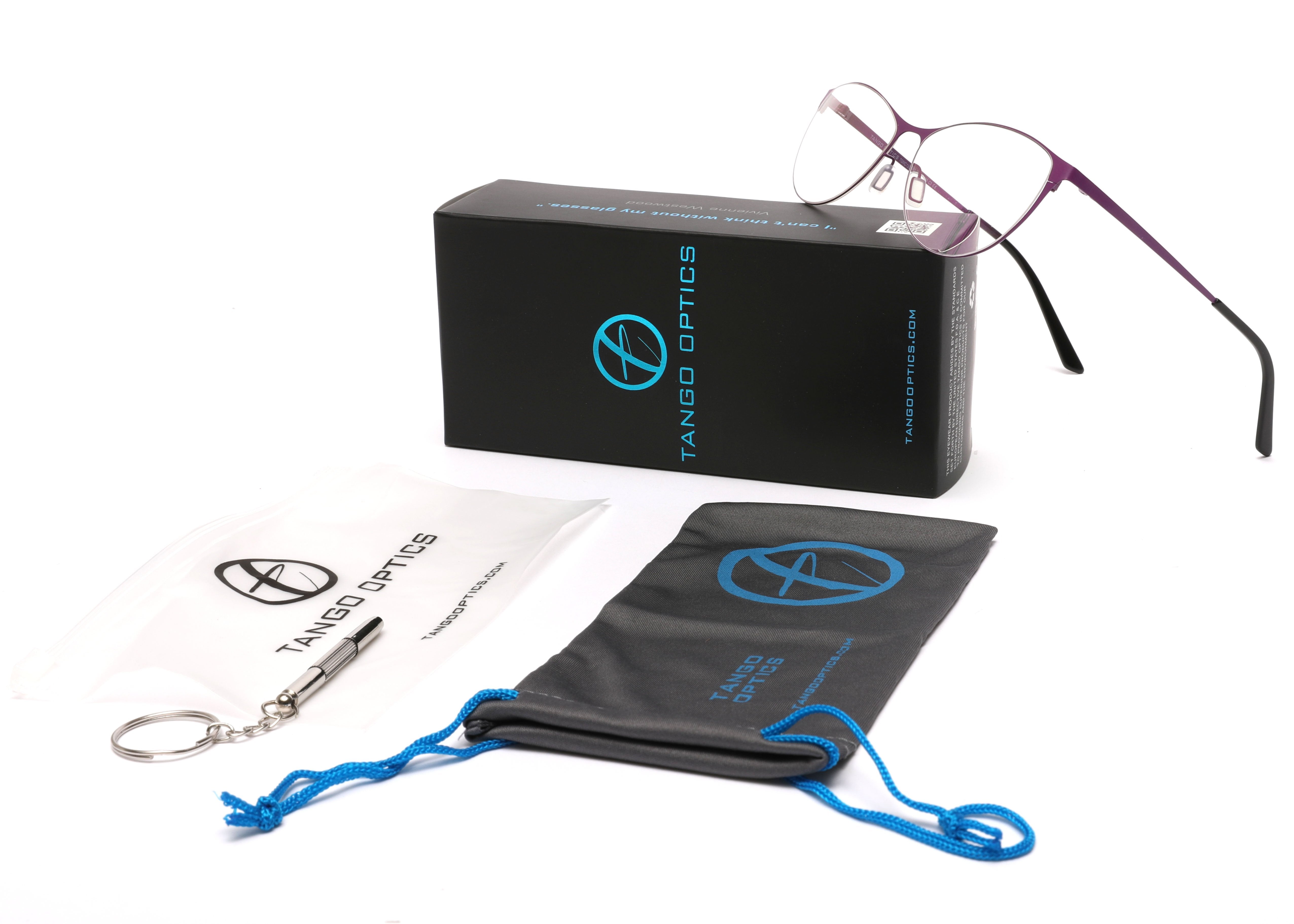 Tango Optics Metal Cateye Optical Eyeglasses Frame Flexible Stainless Steel Purple For Prescription Lens-Samba Shades