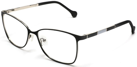 Tango Optics Metal Optical Eyeglasses Frame Luxe Reading Stainless Steel Dorothy Johnson Black For Prescription Lens-Samba Shades