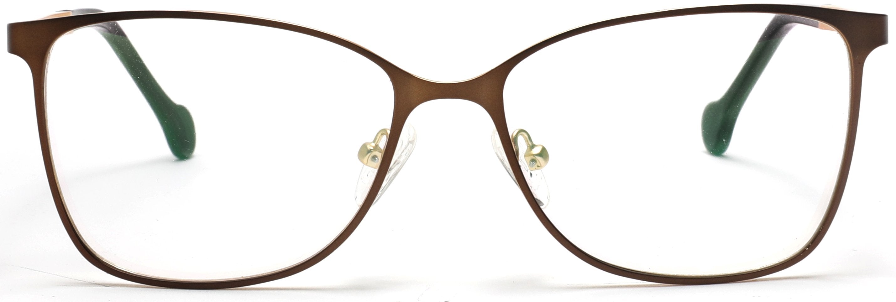 Tango Optics Metal Optical Eyeglasses Frame Luxe Reading Stainless Steel Gold Accent Dorothy Johnson Brown For Prescription Lens-Samba Shades