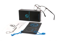 Tango Optics Metal Optical Eyeglasses Frame Luxe Reading Stainless Steel Silver Accent Grey For Prescription Lens-Samba Shades