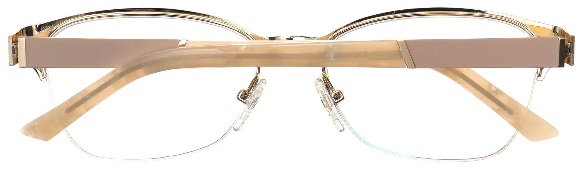 Tango Optics Metal Optical Eyeglasses Frame Luxe Stainless Steel Gold Accent Jackie O Tan For Prescription Lens-Samba Shades