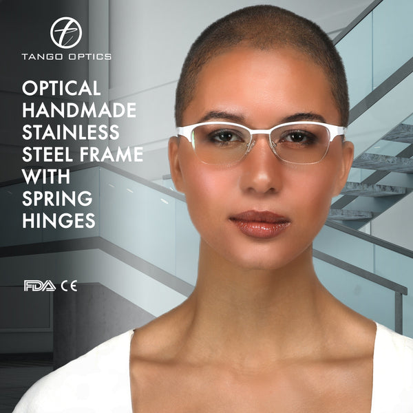 Tango Optics Metal Optical Eyeglasses Frame Luxe Stainless Steel Jacki ...