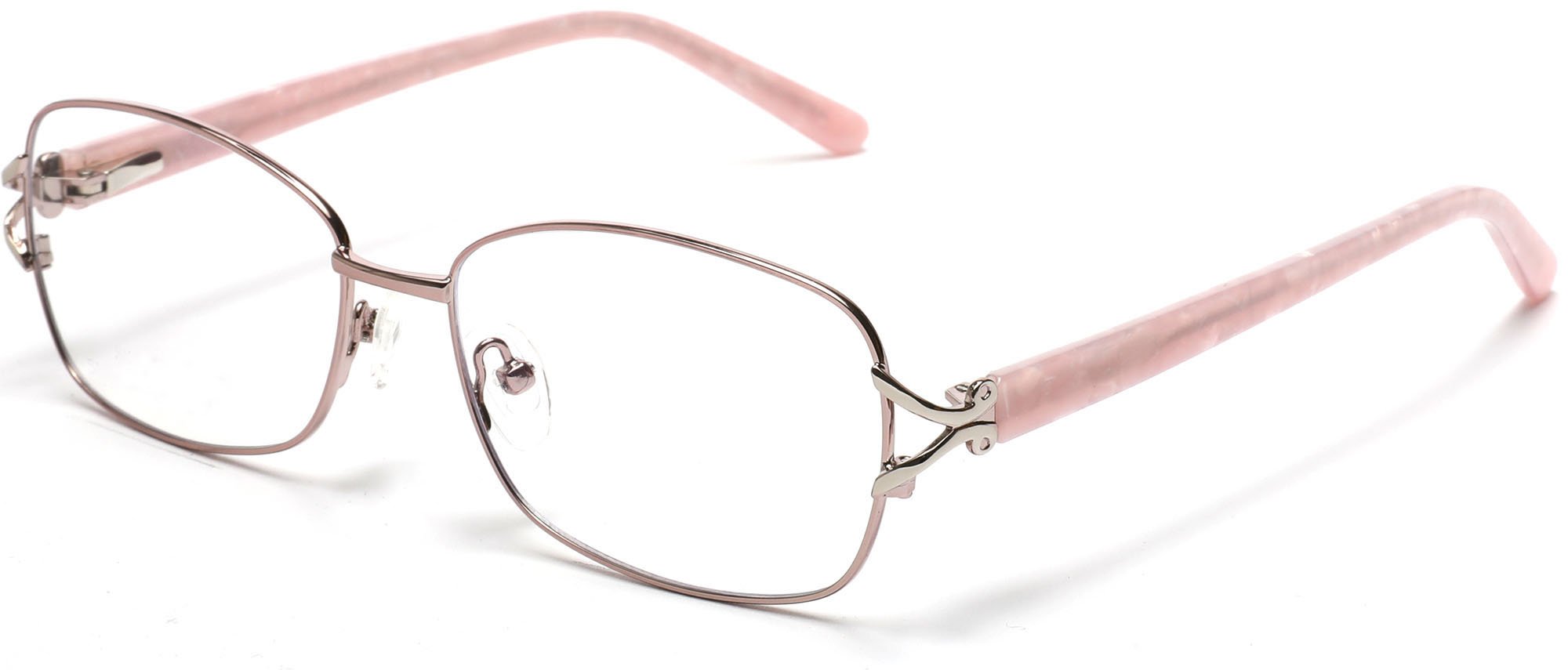 Tango Optics Metal Optical Eyeglasses Frame Luxe Stainless Steel Virginia Apgar Square Pink Silver Oval For Prescription Lens-Samba Shades