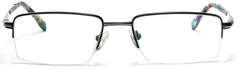 Tango Optics Metal Rectangle Optical Eyeglasses Frame Luxe Reading Stainless Steel Stephen Hawkens Blue For Prescription Lens-Samba Shades