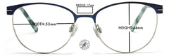 Tango Optics Oval Metal Eyeglasses Frame Luxe RX Stainless Steel Elisabeth Noelle-Neumann Blue Silver Accent For Prescription Lens-Samba Shades