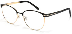 Tango Optics Oval Metal Eyeglasses Frame Luxe RX Stainless Steel Elisabeth Noelle-Neumann Blue Silver Accent For Prescription Lens-Samba Shades