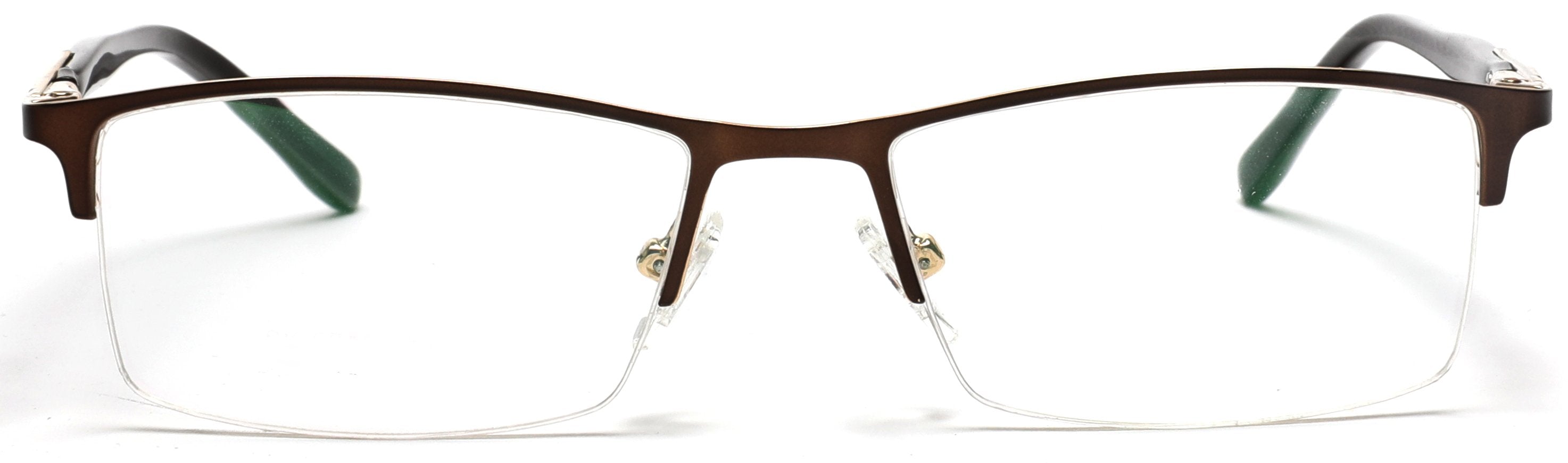 Tango Optics Rectangle Metal Eyeglasses Frame Luxe RX Stainless Steel Jocelyn Bell Brown Rectangle For Prescription Lens-Samba Shades