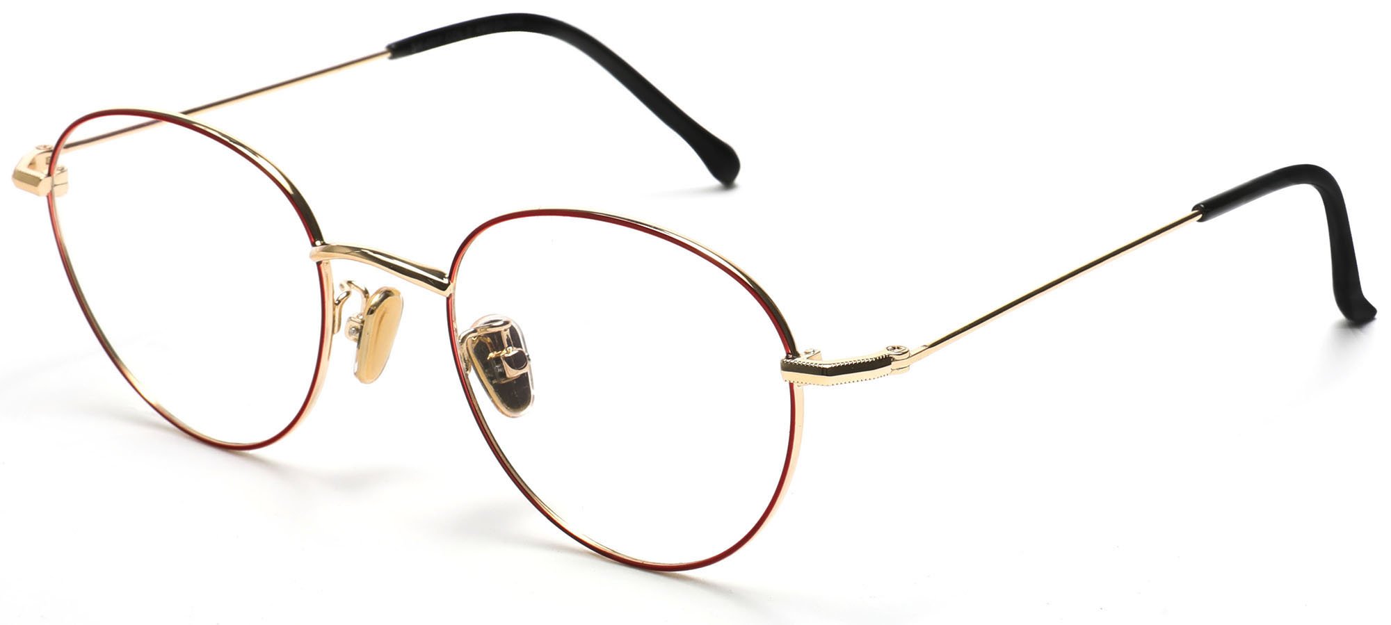 Tango Optics Round Metal Eyeglasses Frame Luxe RX Stainless Barbara McClintock Red Gold For Prescription Lens-Samba Shades