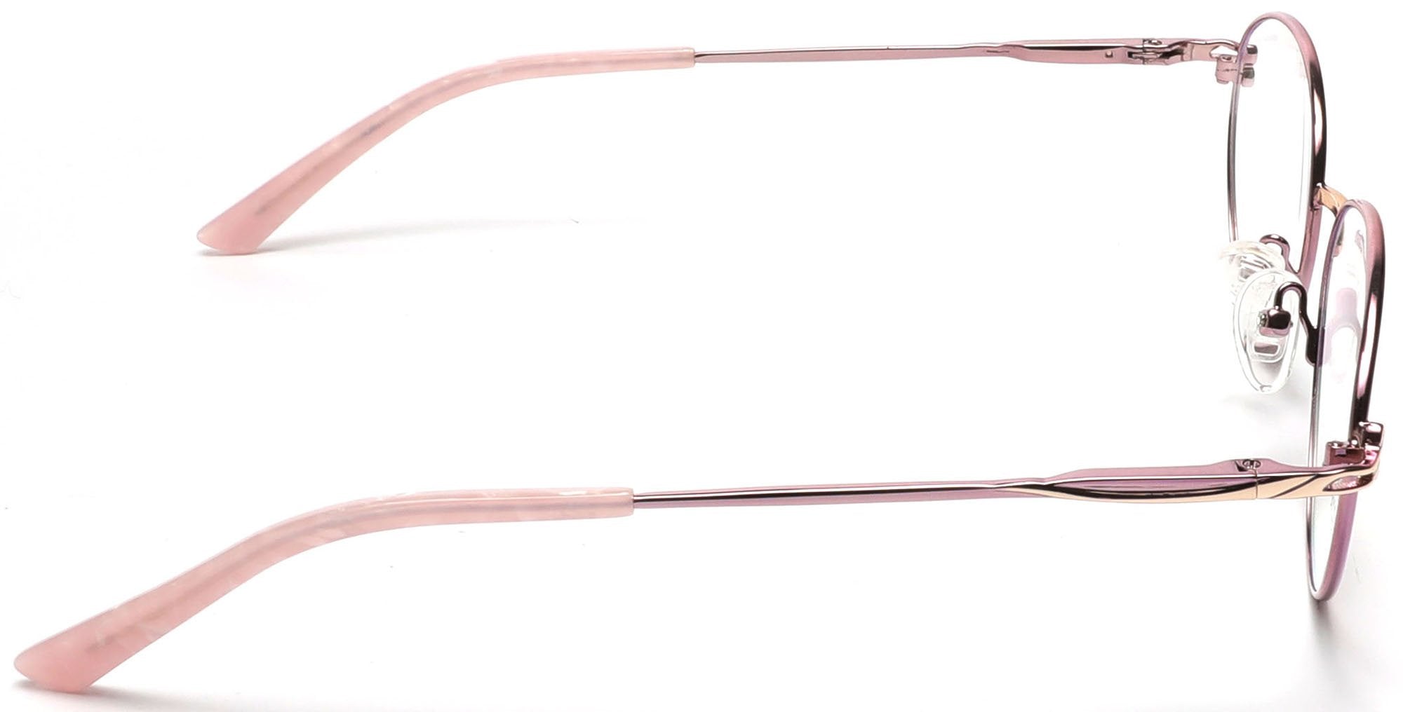 Tango Optics Round Metal Eyeglasses Frame Luxe Reading Stainless Steel Gold Accent Caresse Crosby Pink For Prescription Lens-Samba Shades