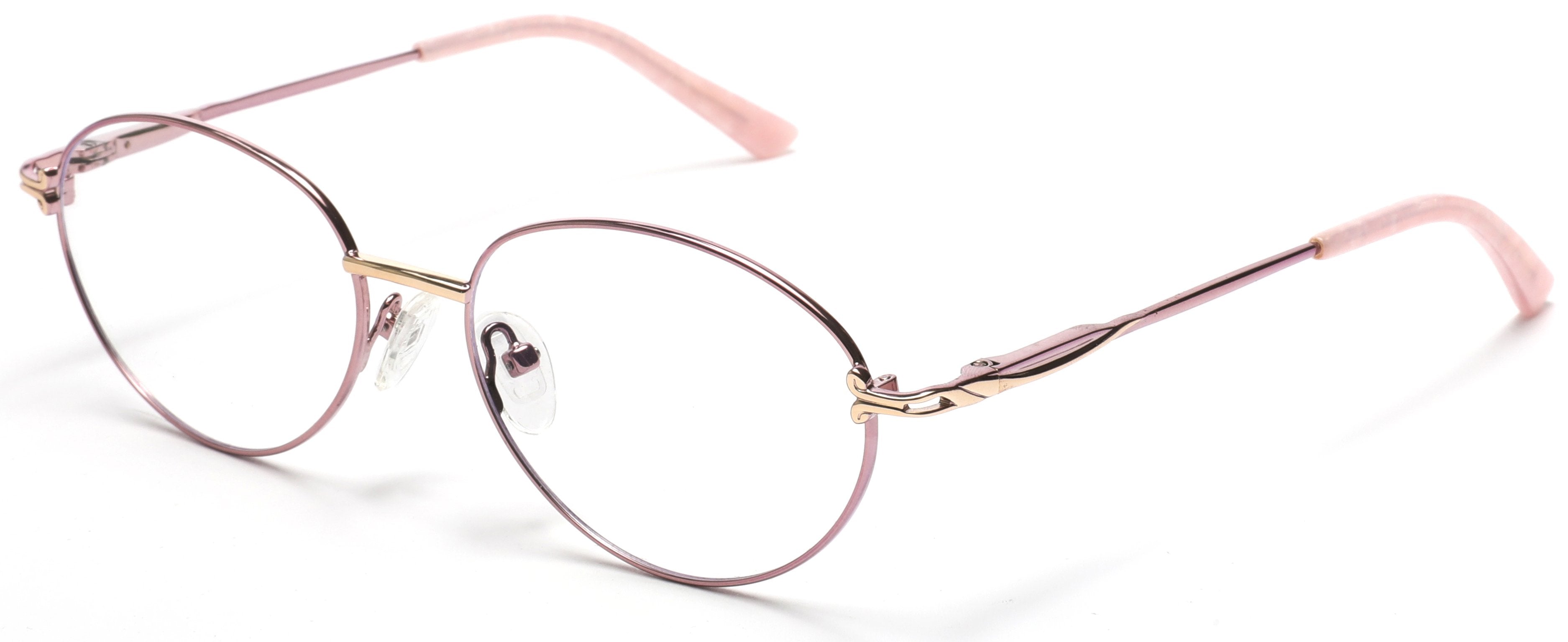 Tango Optics Round Metal Eyeglasses Frame Luxe Reading Stainless Steel Gold Accent Caresse Crosby Pink For Prescription Lens-Samba Shades