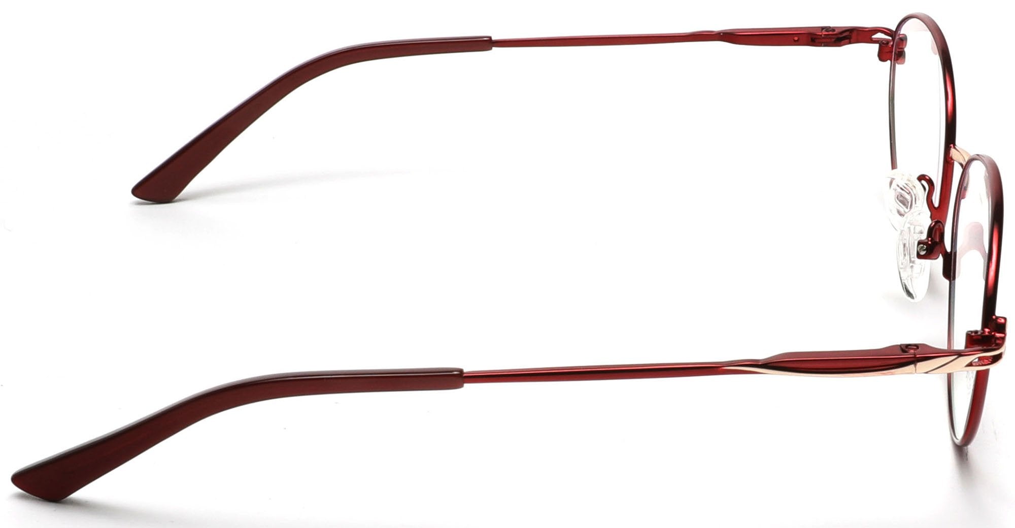 Tango Optics Round Metal Eyeglasses Frame Luxe Reading Stainless Steel Gold Accent Caresse Crosby Red For Prescription Lens-Samba Shades