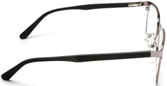 Tango Optics Square Metal Eyeglasses Frame Luxe RX Stainless Steel Grace Hopper Grey For Prescription Lens-Samba Shades