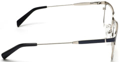 Tango Optics Square Metal Eyeglasses Frame Luxe RX Stainless Steel Nikolaas Tinbergen Blue Silver Accent For Prescription Lens-Samba Shades