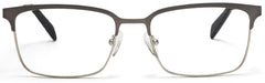 Tango Optics Square Metal Eyeglasses Frame Luxe RX Stainless Steel Nikolaas Tinbergen Grey Silver Accent For Prescription Lens-Samba Shades