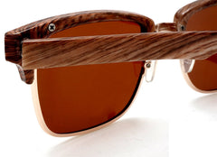 Unisex Classic Polarized Brow line Horn Rimmed Sunglasses - Vivien & Malcolm Horn Rimmed - Brown-Samba Shades