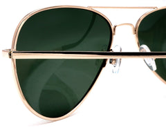 Unisex Classic Polarized Pilot Military Sunglasses - Nickel Plated Metal - Gold-Samba Shades