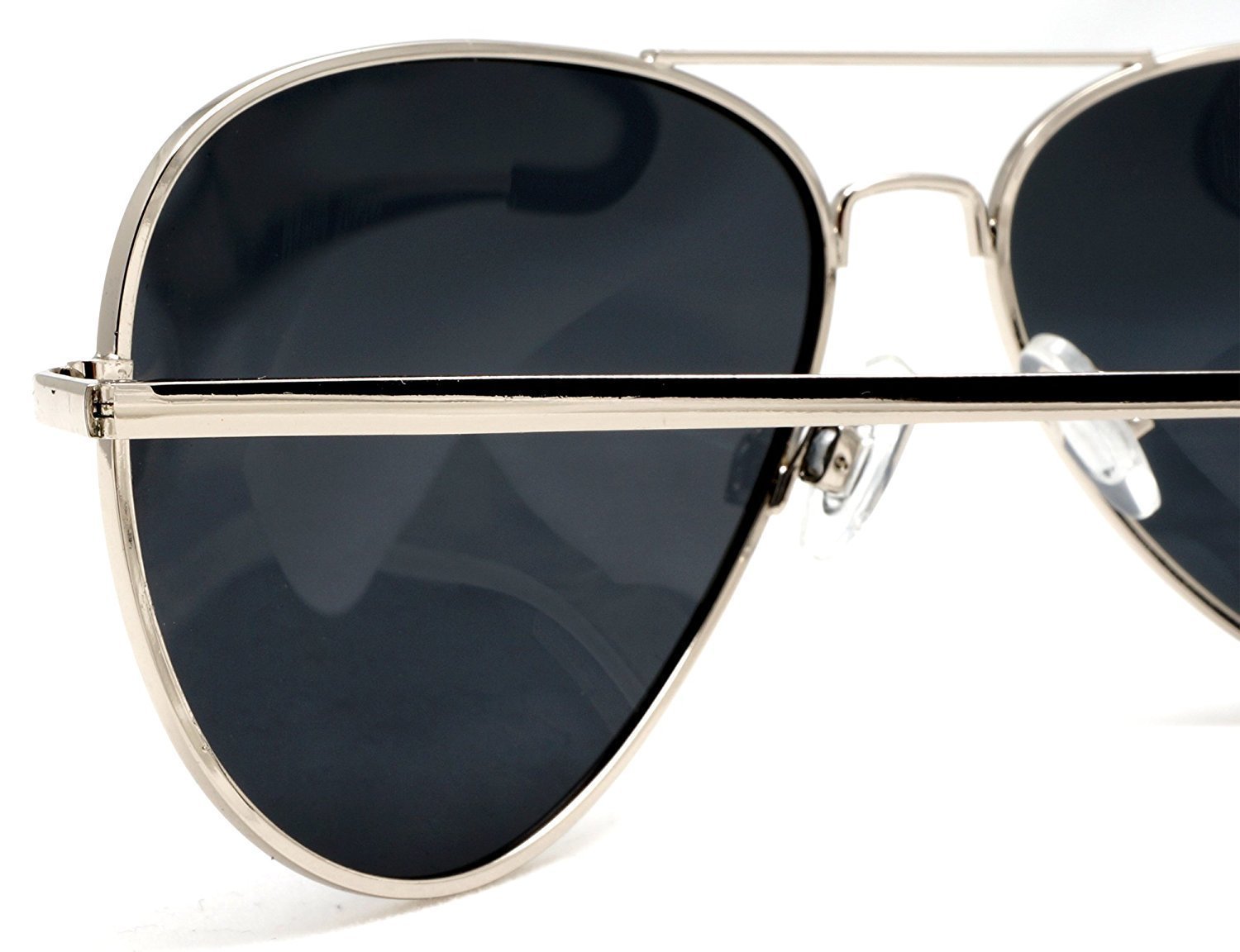 Unisex Classic Polarized Pilot Military Sunglasses - Nickel Plated Metal - Silver-Samba Shades
