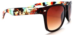 Unisex Horn Rimmed Sunglasses - Fancy Blues Brothers & Sisters Samba Party - Brown-Samba Shades